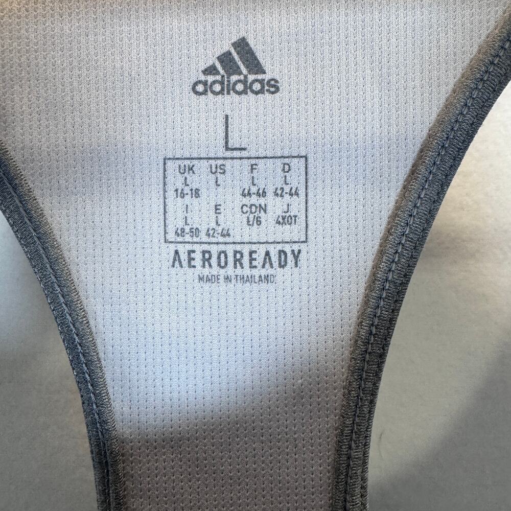 Adidas Womens Large AEROREADY Gray Racerback Tank Top Mesh Lined Workout Yoga - Picture 3 of 9